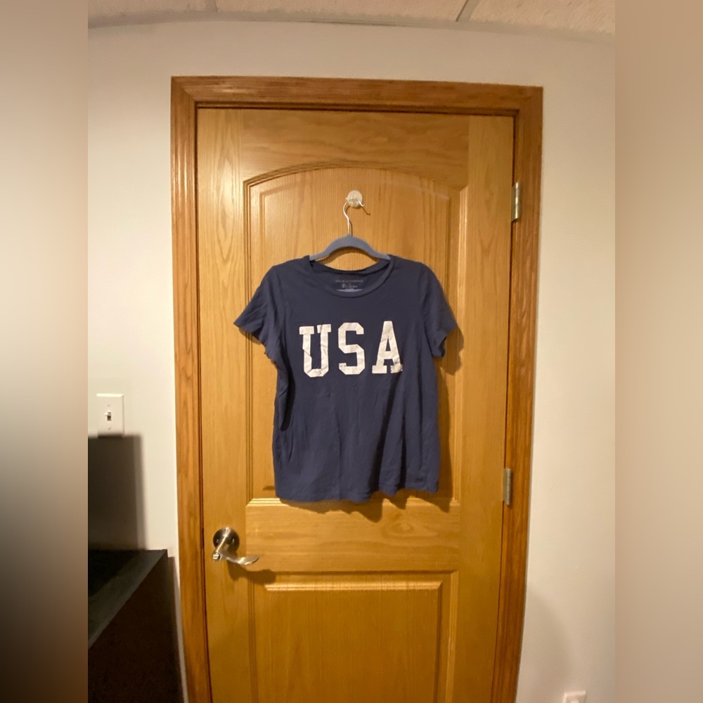 Grayson Threads Women’s Size Large Blue & White USA Graphic Tee Shirt
